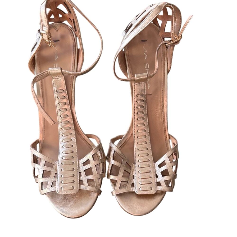 Via Spiga Metallic Strappy Heels